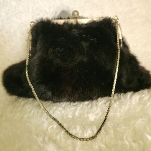 Black Faux Fur Clutch Bag